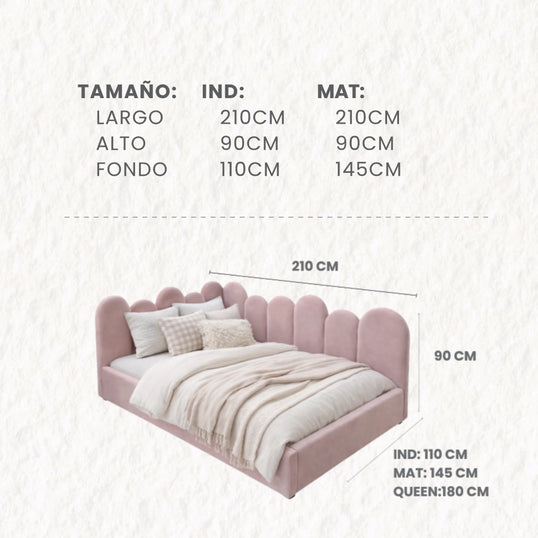 CAMA ESCUADRA ANNY TAPIZADA