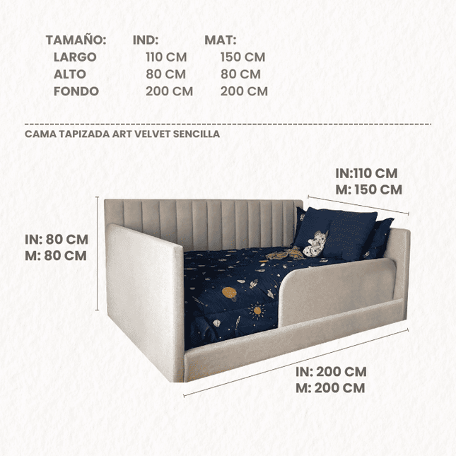 CAMA ART VELVET SENCILLA