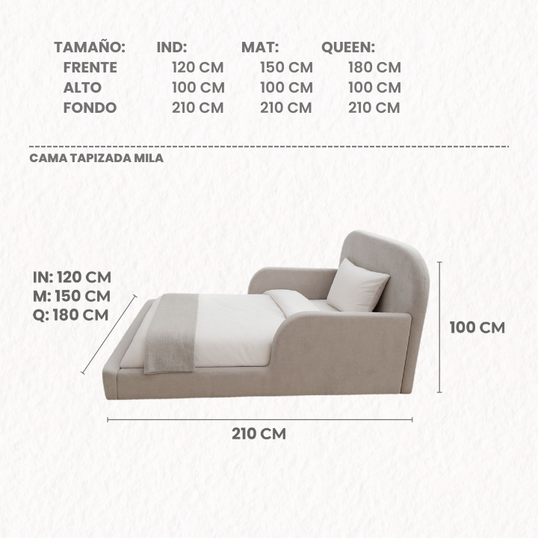 CAMA MILA BARANDALES FIJOS