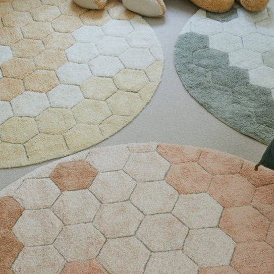 ALFOMBRA LAVABLE REDONDA HONEYCOMB GOLDEN