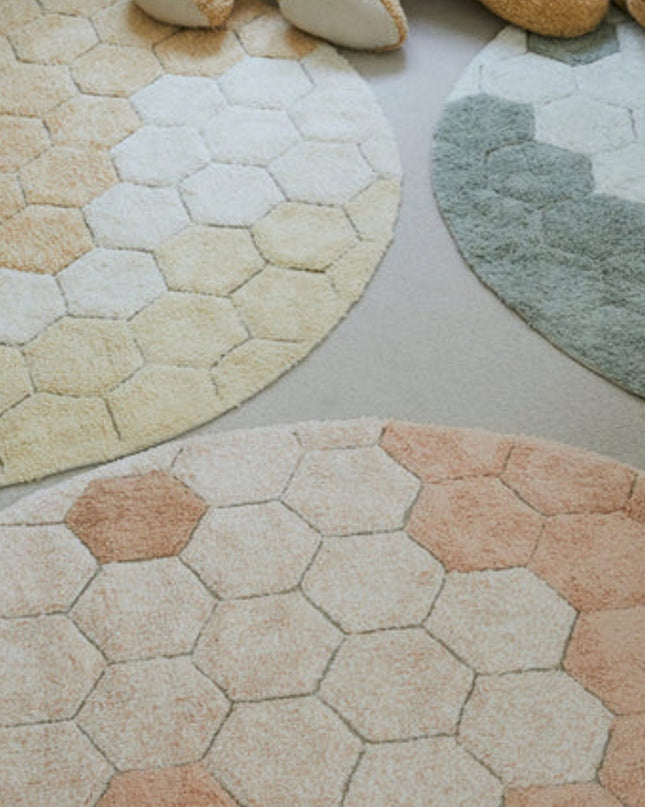 ALFOMBRA LAVABLE REDONDA HONEYCOMB GOLDEN