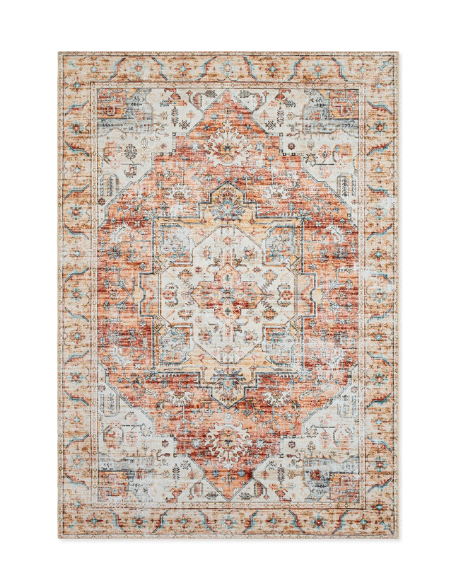 TAPETE DOHA 240323B MEDALLÓN NARANJA