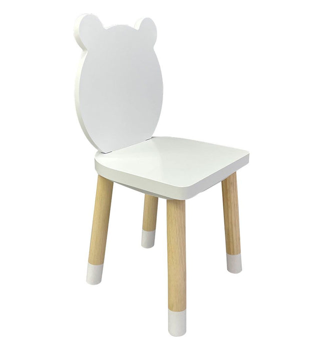 MESA CUADRADA CON 4 SILLAS DE OSOS COLOR BLANCO