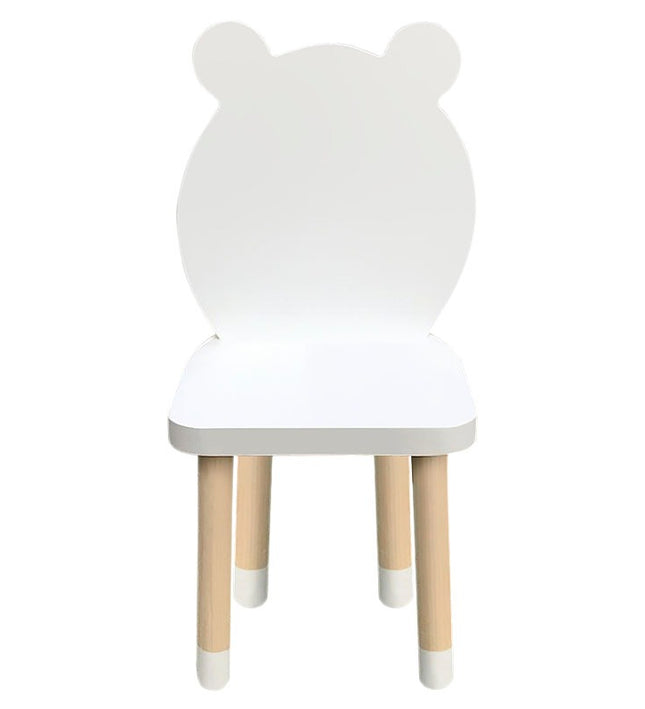 MESA CUADRADA CON 4 SILLAS DE OSOS COLOR BLANCO