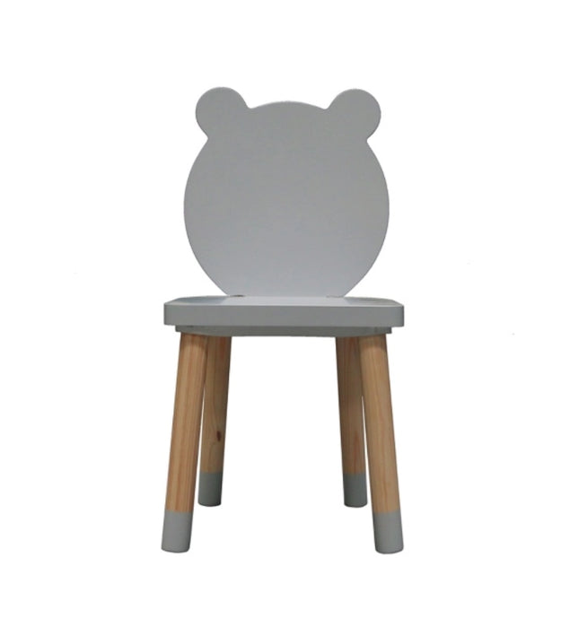 MESA CUADRADA CON 4 SILLAS DE OSOS COLOR GRIS