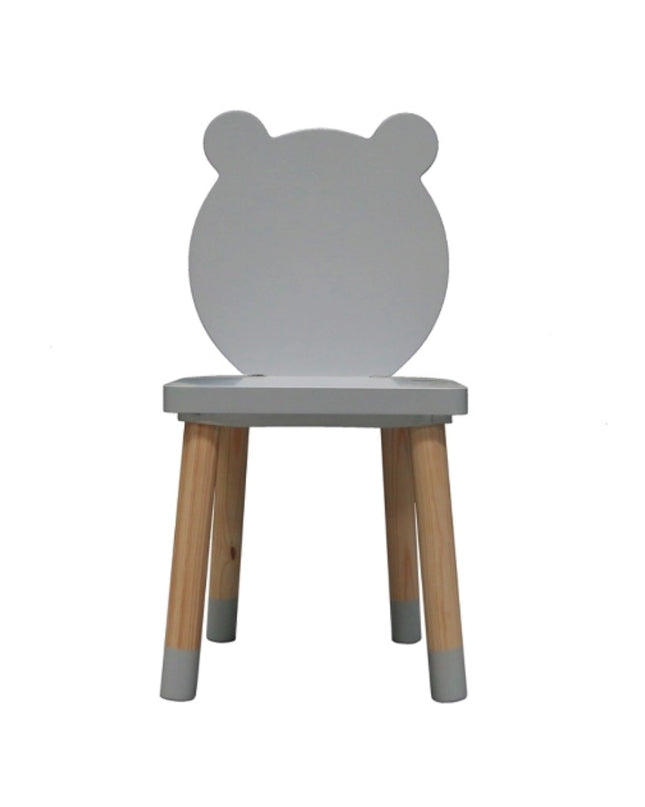 MESA CUADRADA CON 4 SILLAS DE OSOS COLOR GRIS
