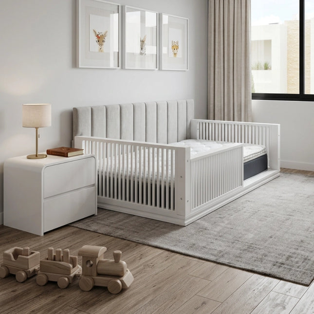 CAMA MONTESSORI TAPIZADA COLOR BLANCO (UNICA PIEZA)